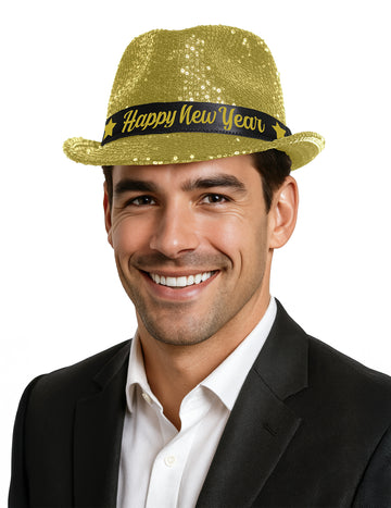 Zlata bleščeča kapa za odrasle Srečno novo leto