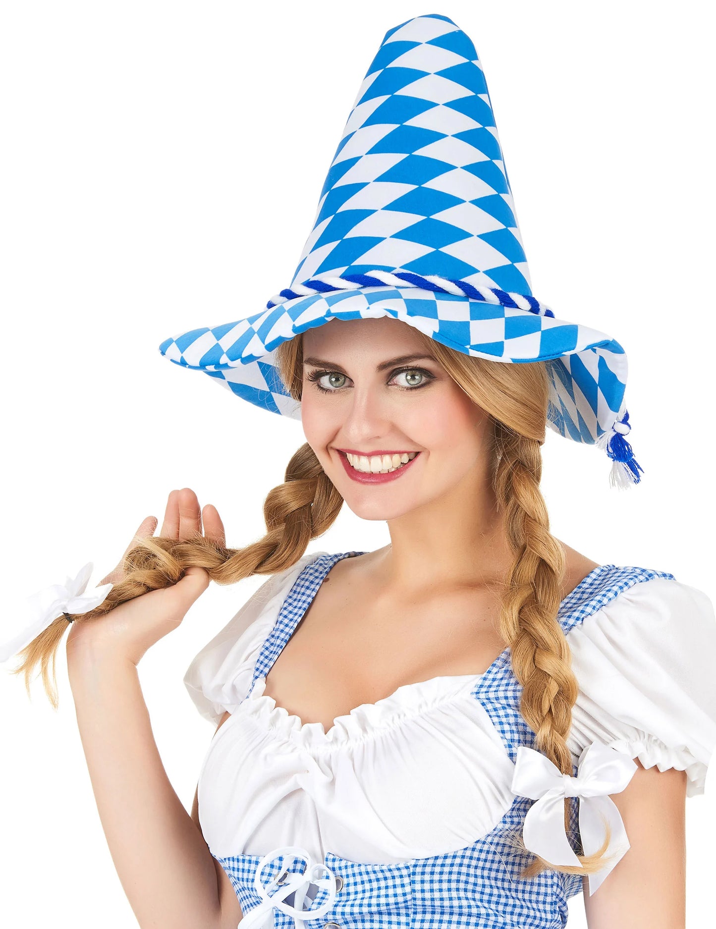 Bavarski bavarski in beli klobuk za odrasle