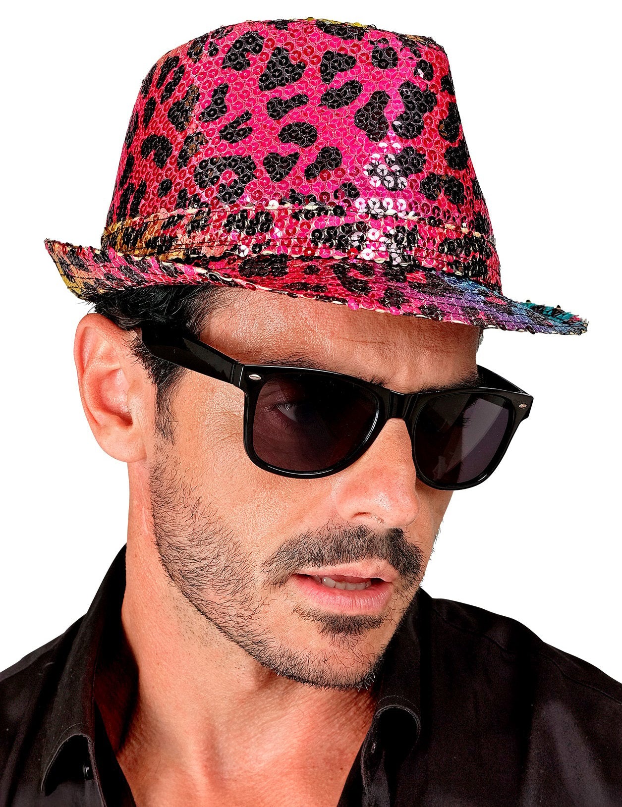 Chapeau borsalino à sequins léopard multicolore adulte