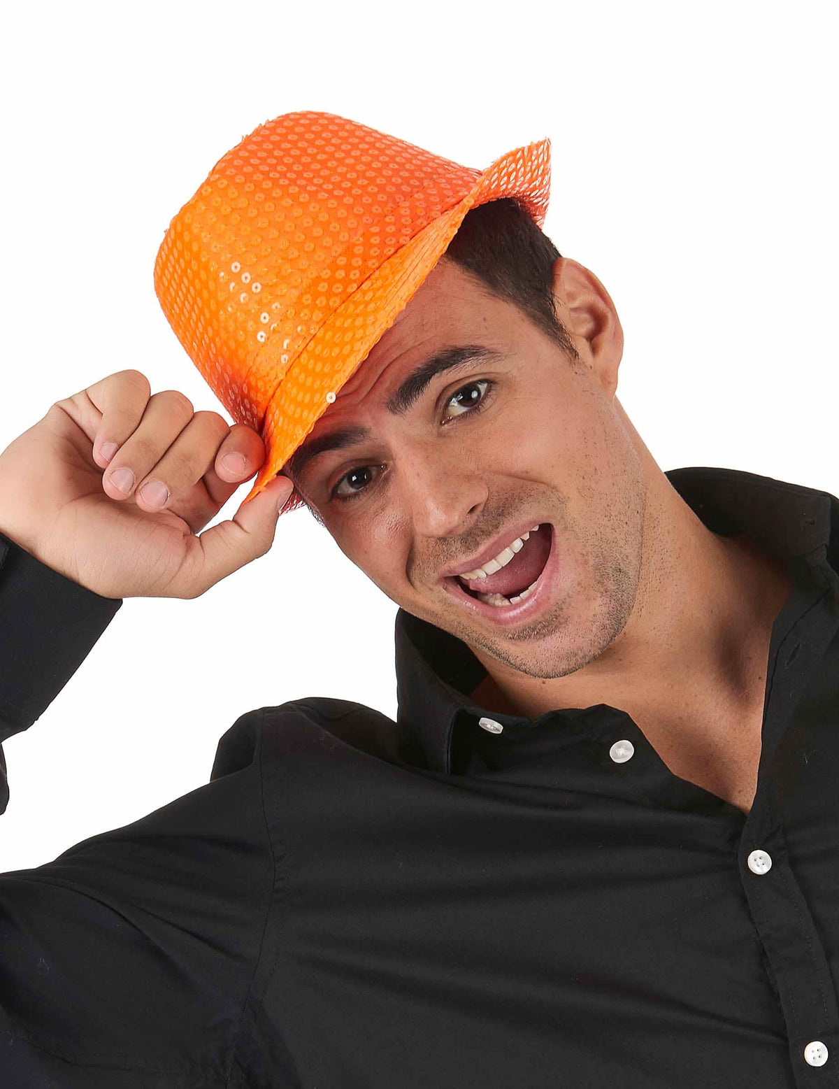 klobuk borsalino s bleščicami za odrasli oranžna