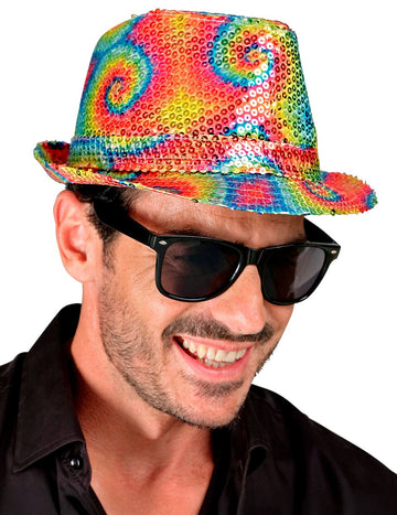 Chapeau borsalino à sequins tie and dye adulte