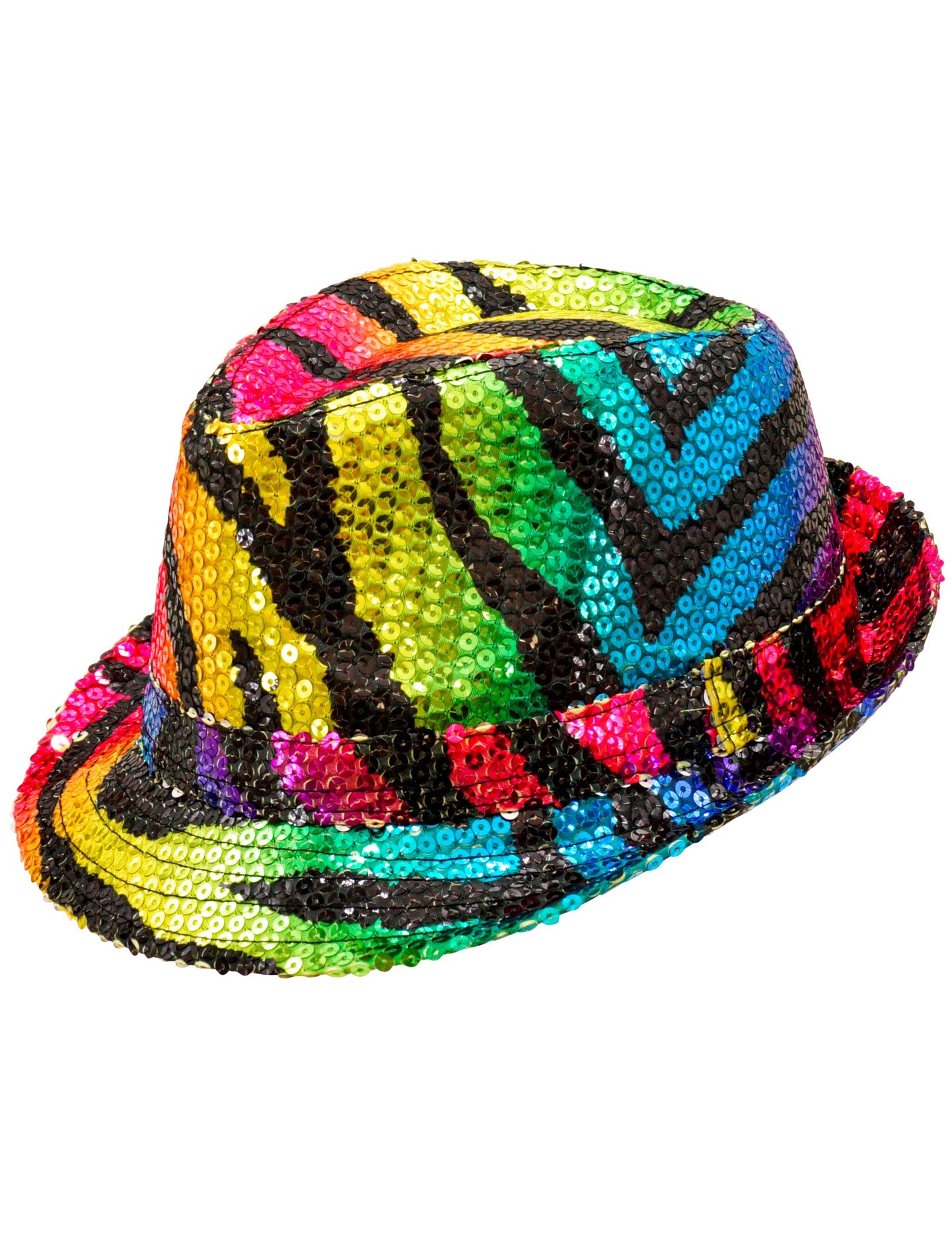 Chapeau borsalino à sequins tigré multicolore adulte