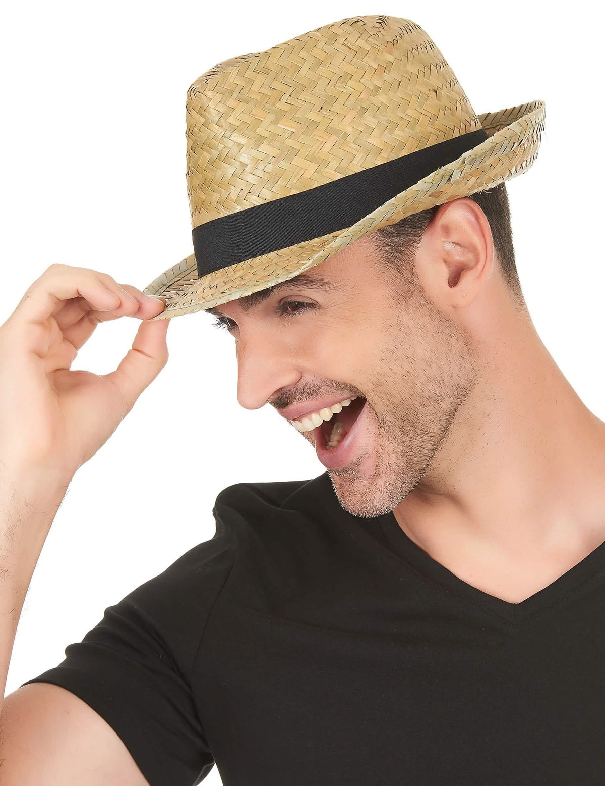 Slamnik borsalino iz slame za odrasli z črnim trakom