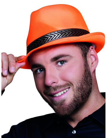 Odrasli Neon Orange Trilby Borsalino klobuk