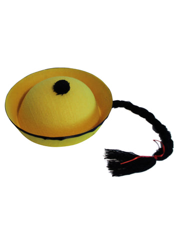 Kitajski rumeni klobuk s pletenico