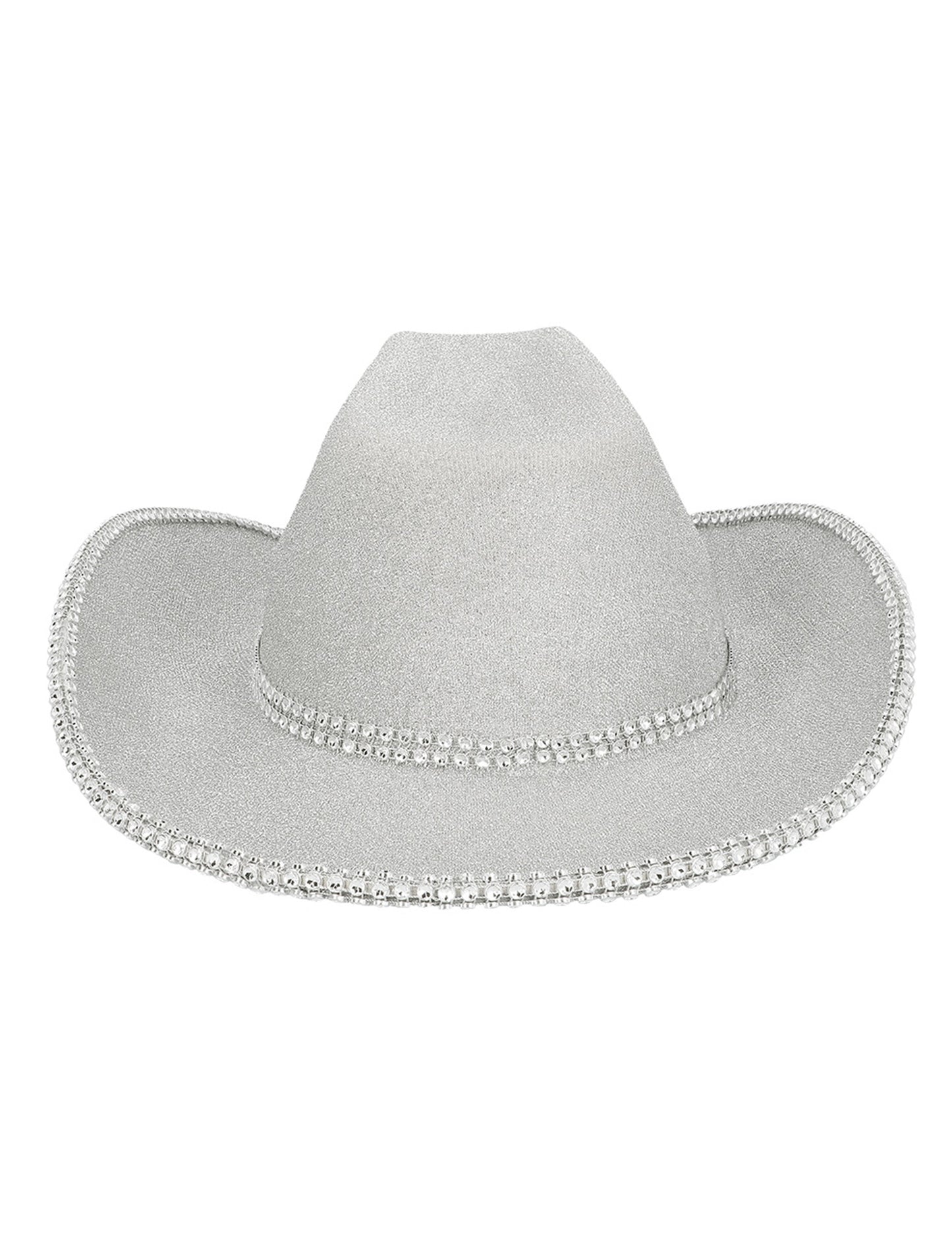Srebrn bleščeč kavbojski klobuk za odrasle