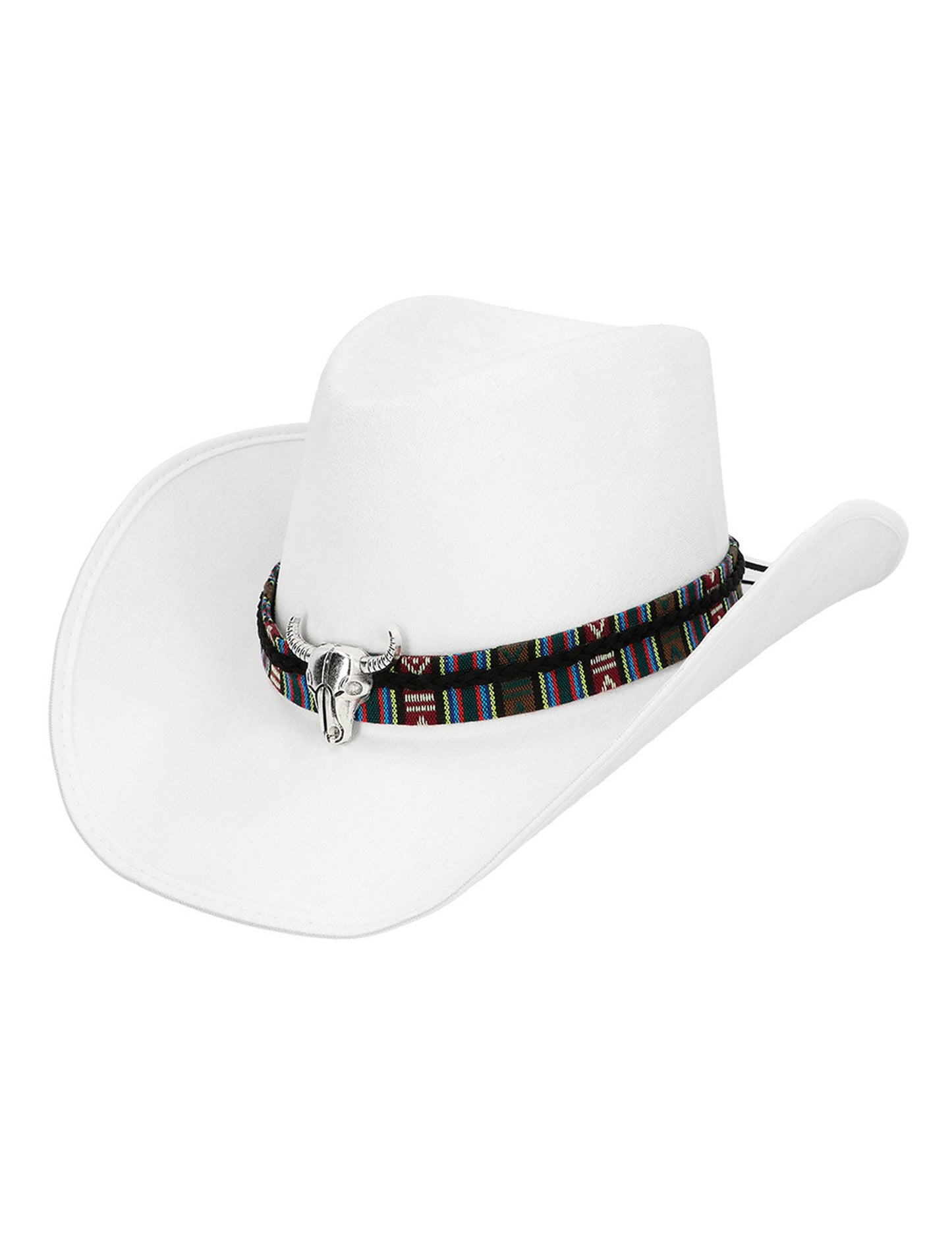 Bel kavbojski klobuk za odrasle z bizonsko glavo