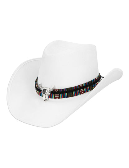 Bel kavbojski klobuk za odrasle z bizonsko glavo
