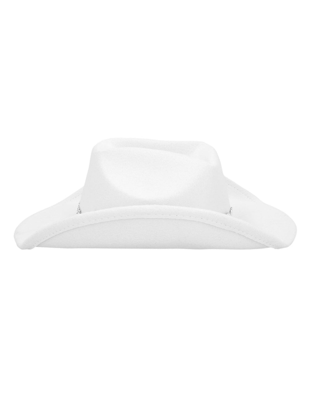 Vue de dos du chapeau cowboy pour adulte blanc avec cœurs brillants