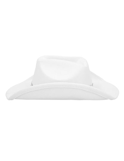 Vue de dos du chapeau cowboy pour adulte blanc avec cœurs brillants