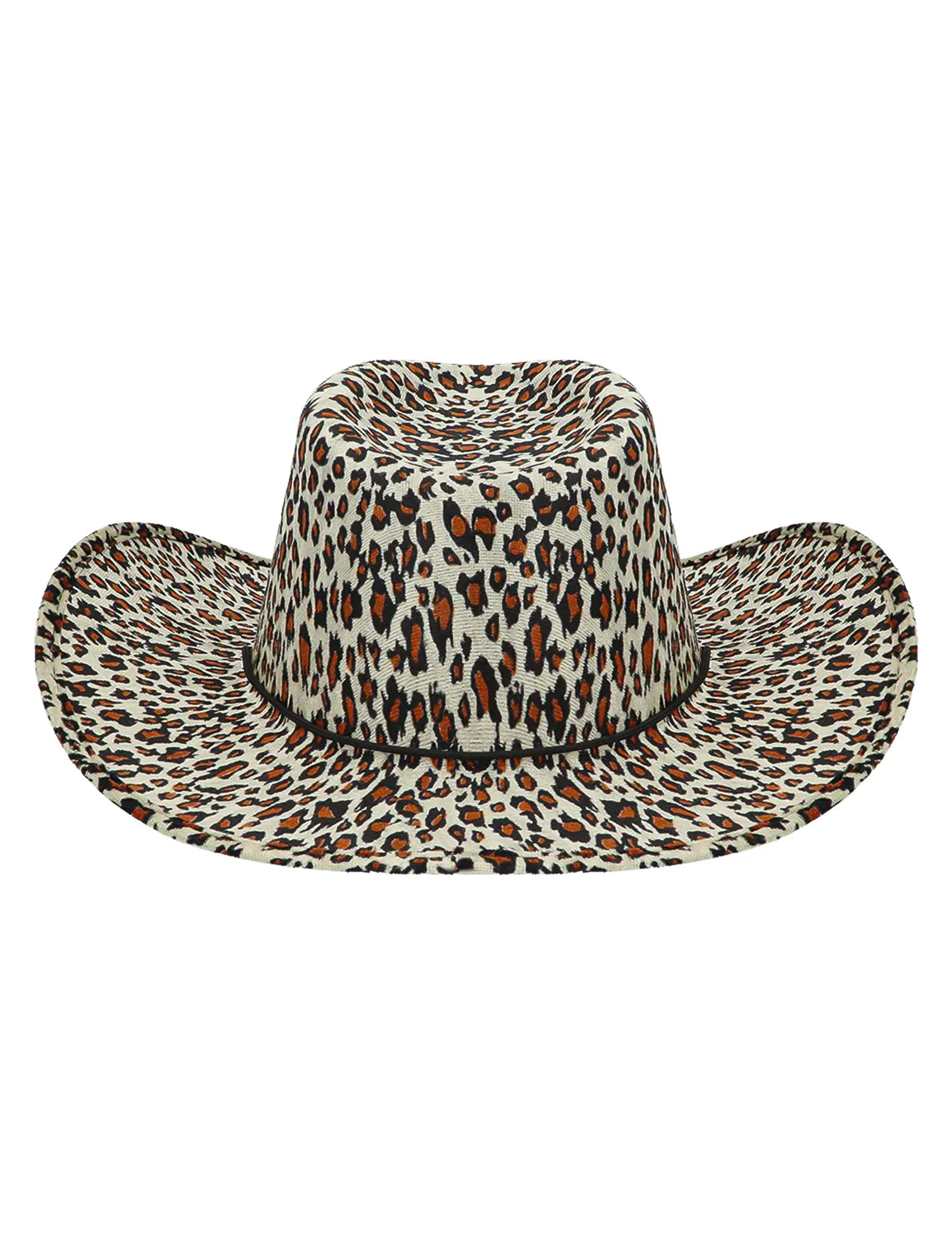 Vue de dessus du chapeau cowboy léopard
