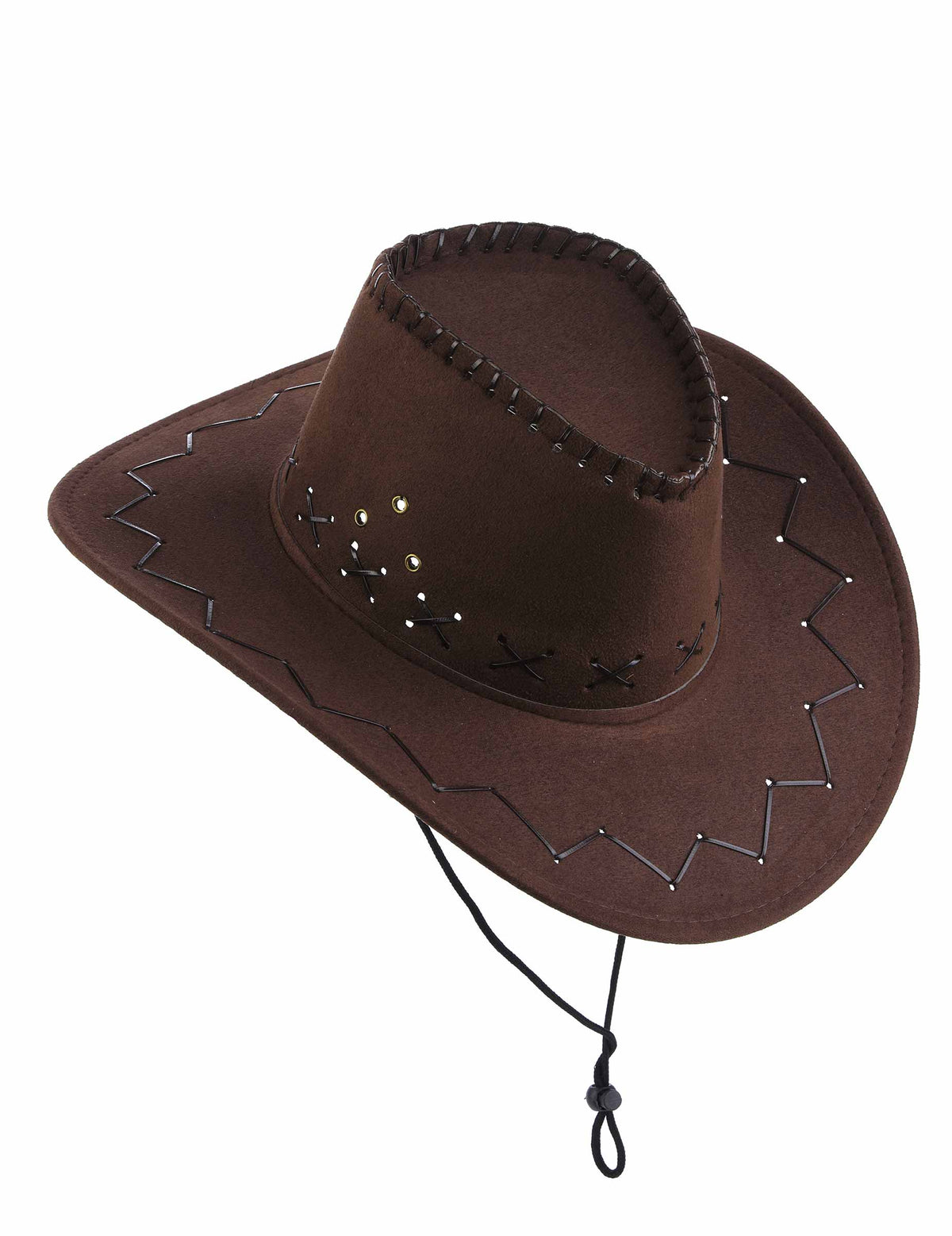 Vue de dessus et détails des coutures du chapeau de cowboy