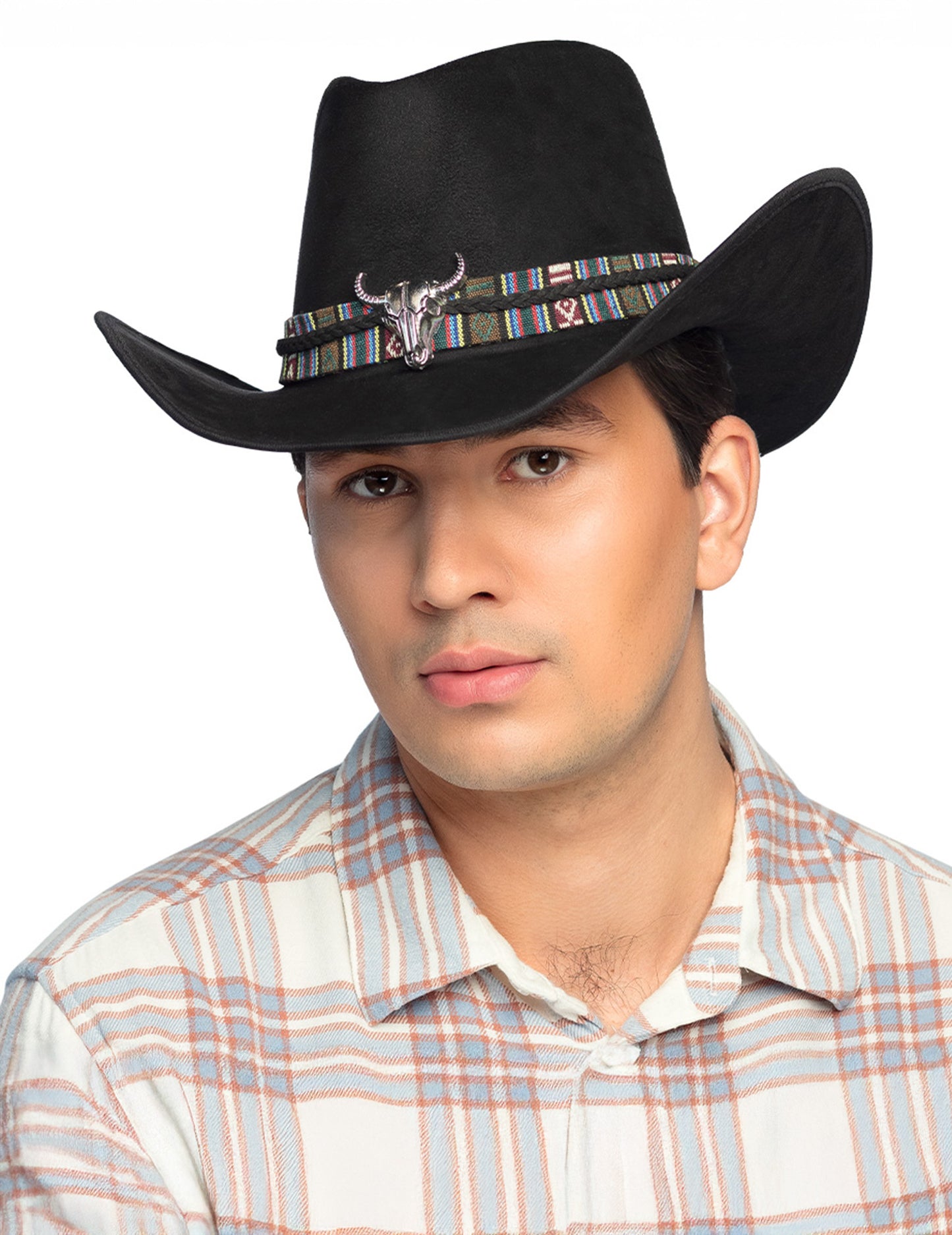 Črn kavbojski klobuk za odrasle z bizonsko glavo