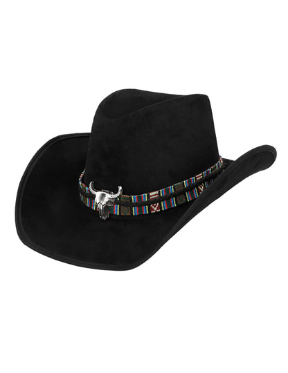 Črn kavbojski klobuk za odrasle z bizonsko glavo