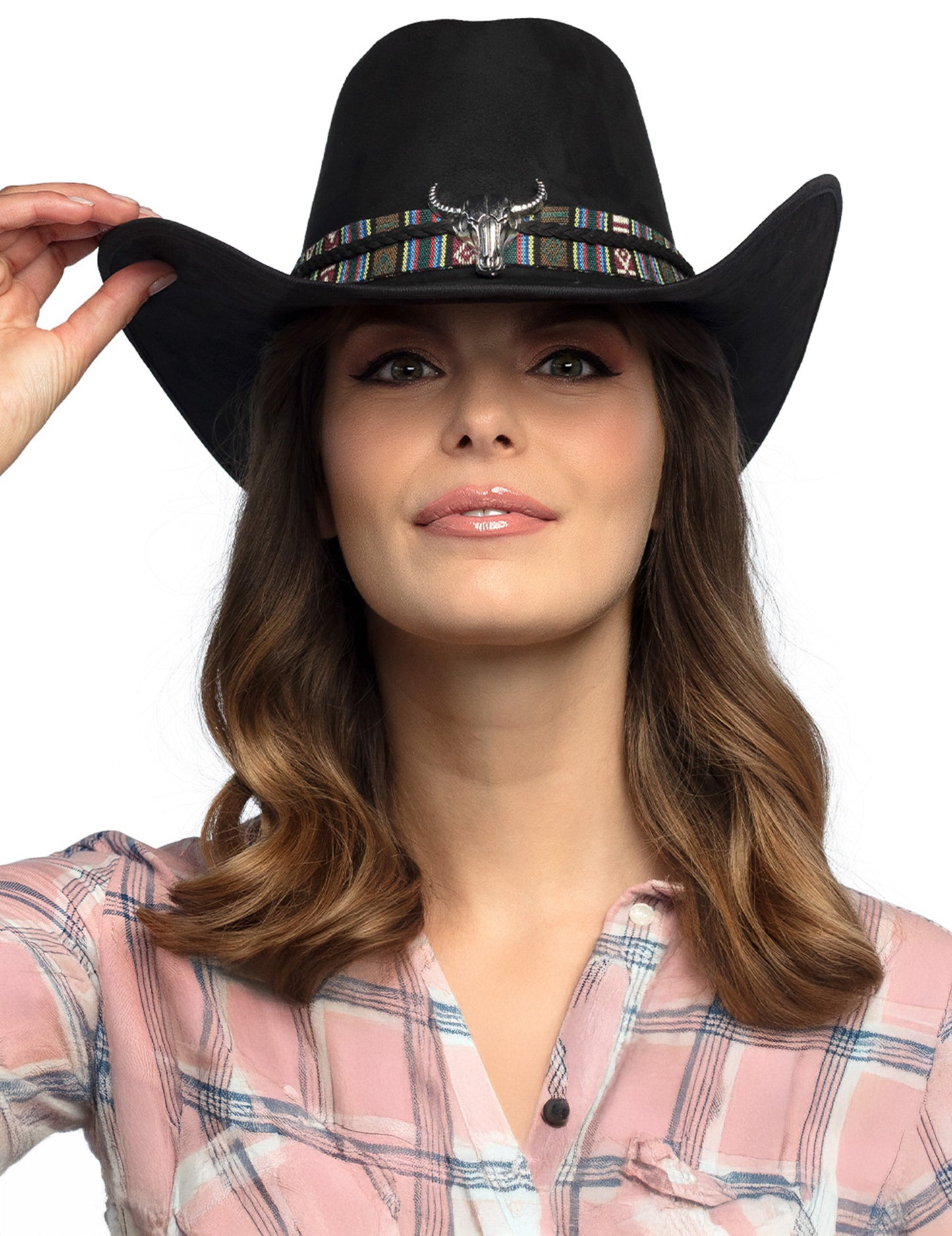 Črn kavbojski klobuk za odrasle z bizonsko glavo