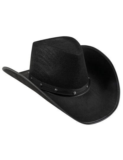 Vue de profil du chapeau de cowboy pour adulte noir