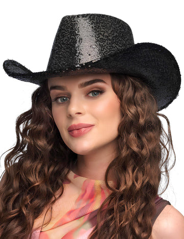 Odrasli črni kavbojski klobuk s pajkicami