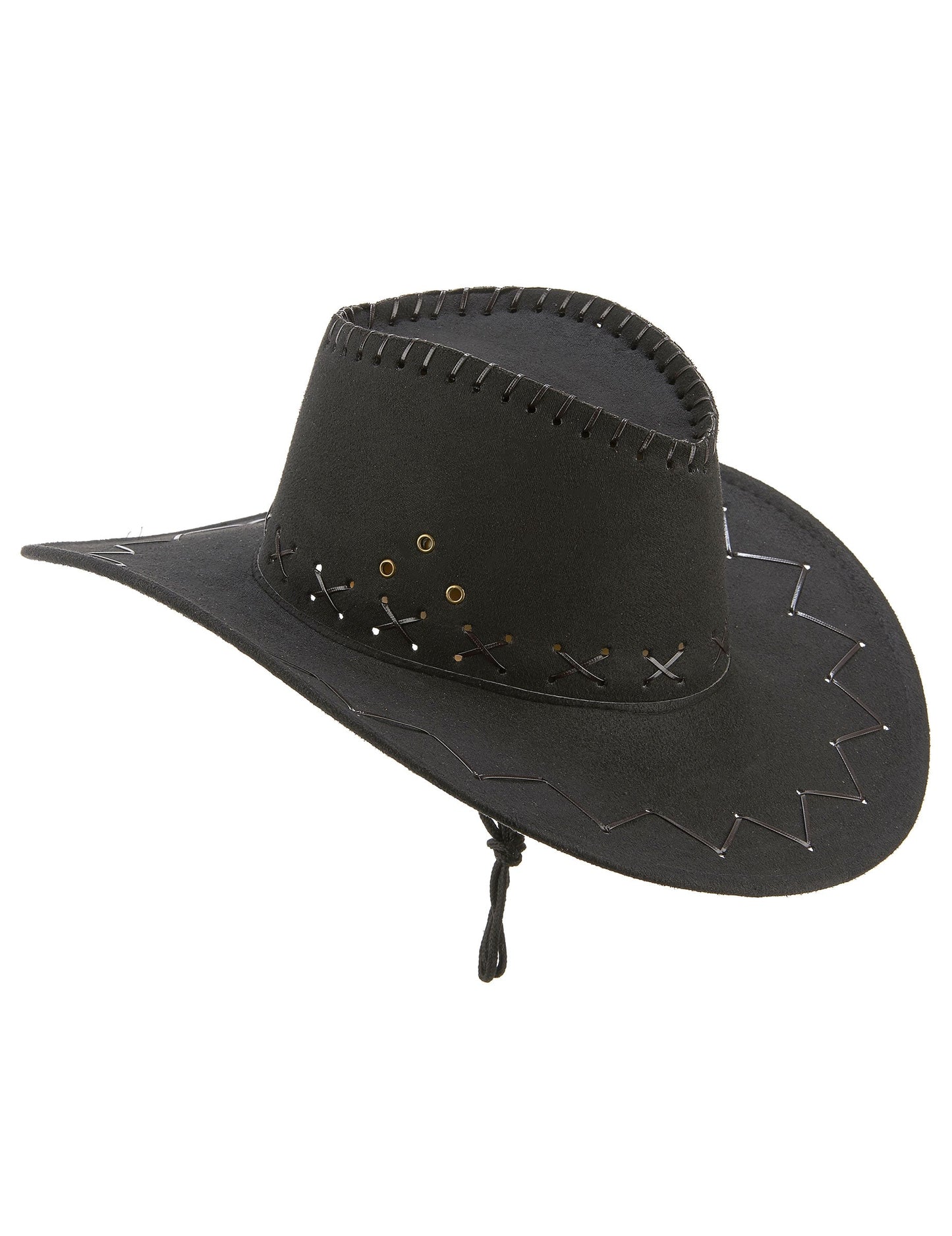 Vue de profil du chapeau de cowboy pour adulte noir en suédine