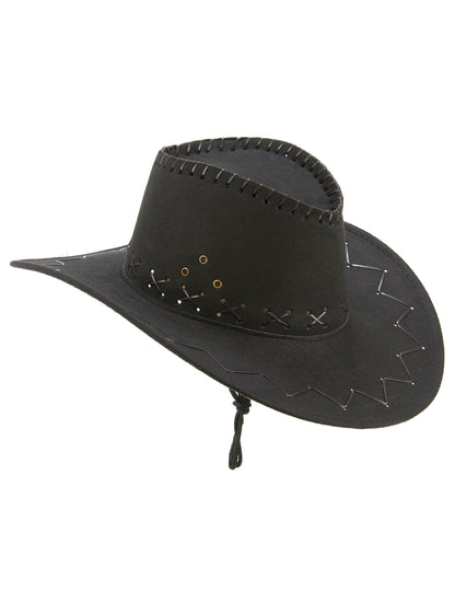 Vue de profil du chapeau de cowboy pour adulte noir en suédine