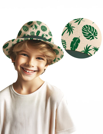 Otroški poletni klobuk z vzorcem listov