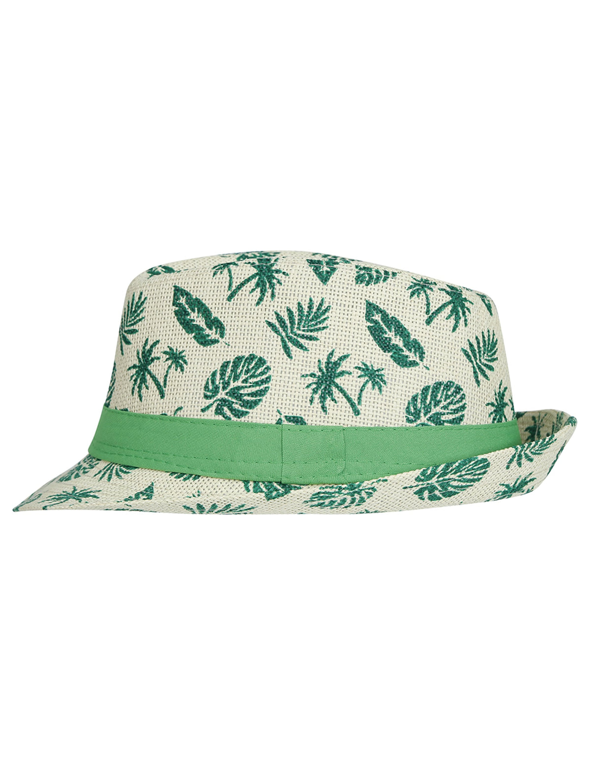 Vue de côté du chapeau d'été motif feuille