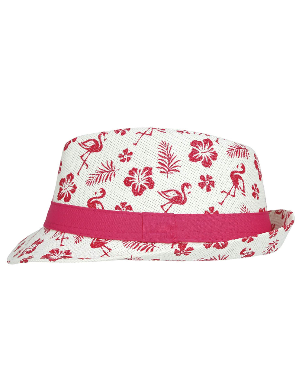 Vue de profil du chapeau d'été flamant rose