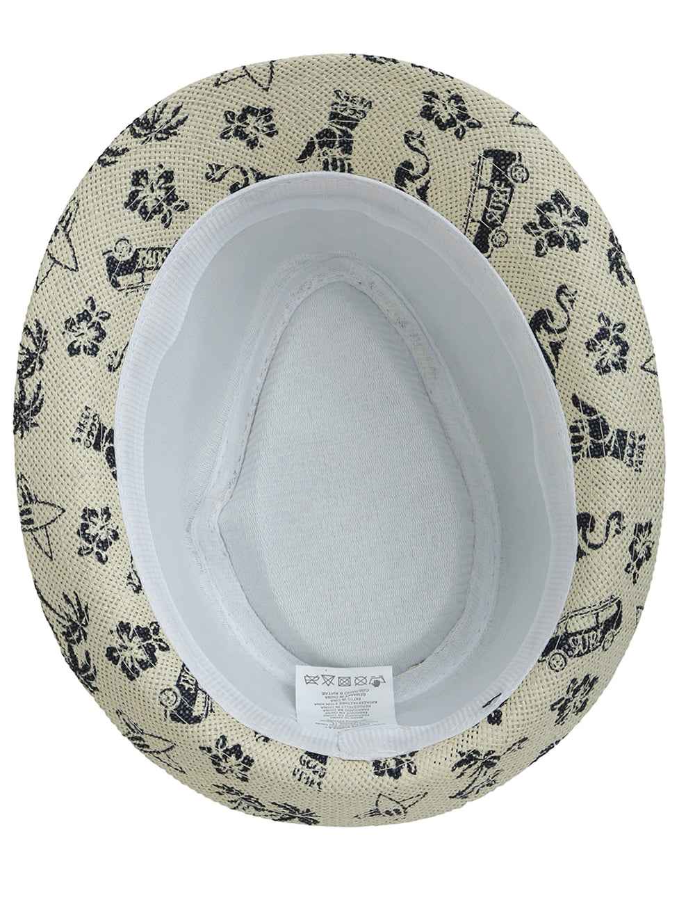 Chapeau d'été motif surf pour enfant beige et noir