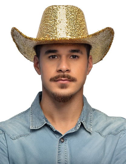 Kavbojski klobuk z zlatimi bleščicami za odrasle