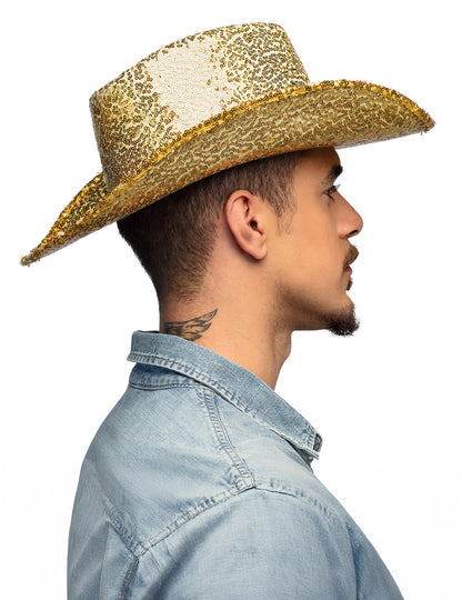 Kavbojski klobuk z zlatimi bleščicami za odrasle