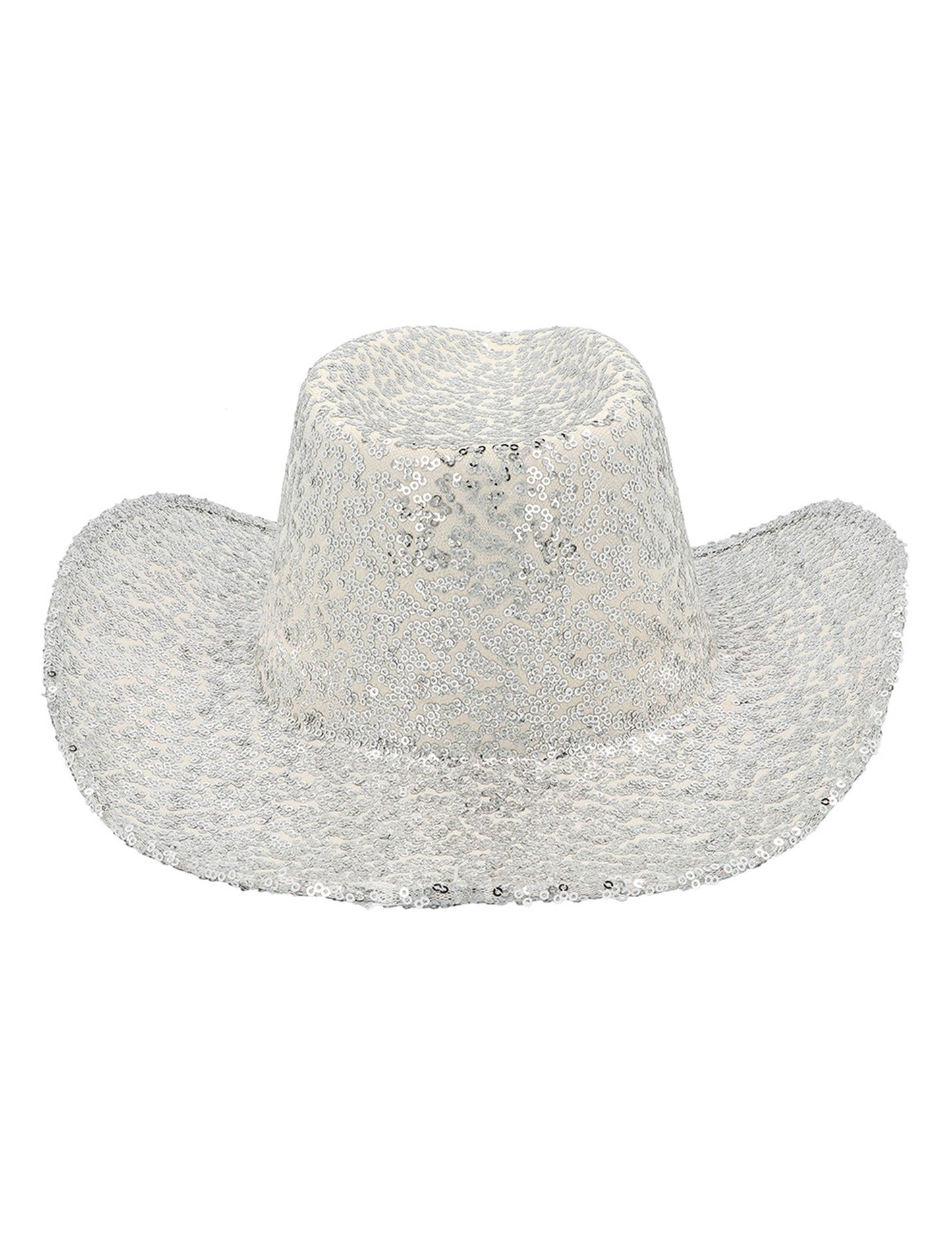 Srebrn bleščeč kavbojski klobuk za odrasle