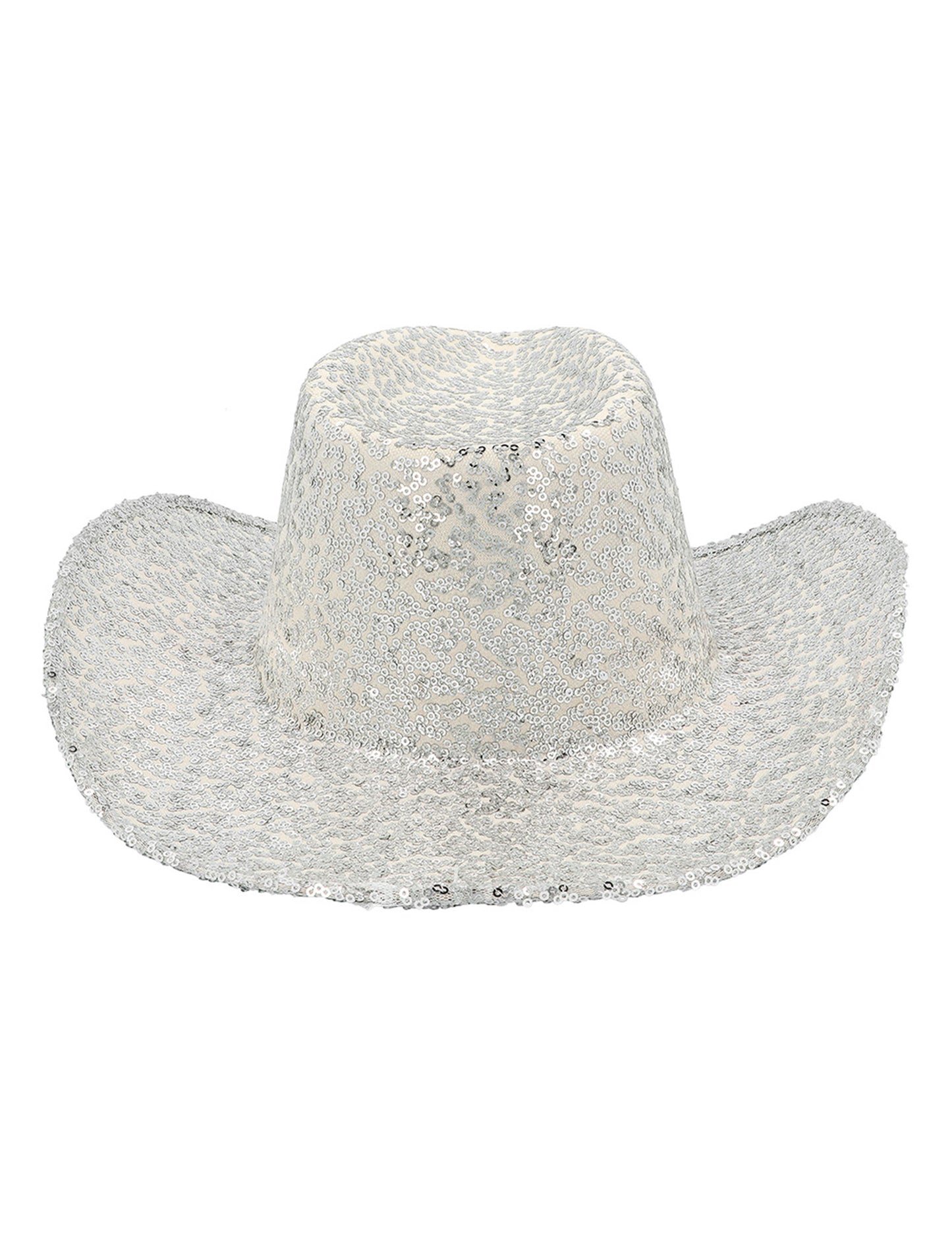 Srebrn bleščeč kavbojski klobuk za odrasle