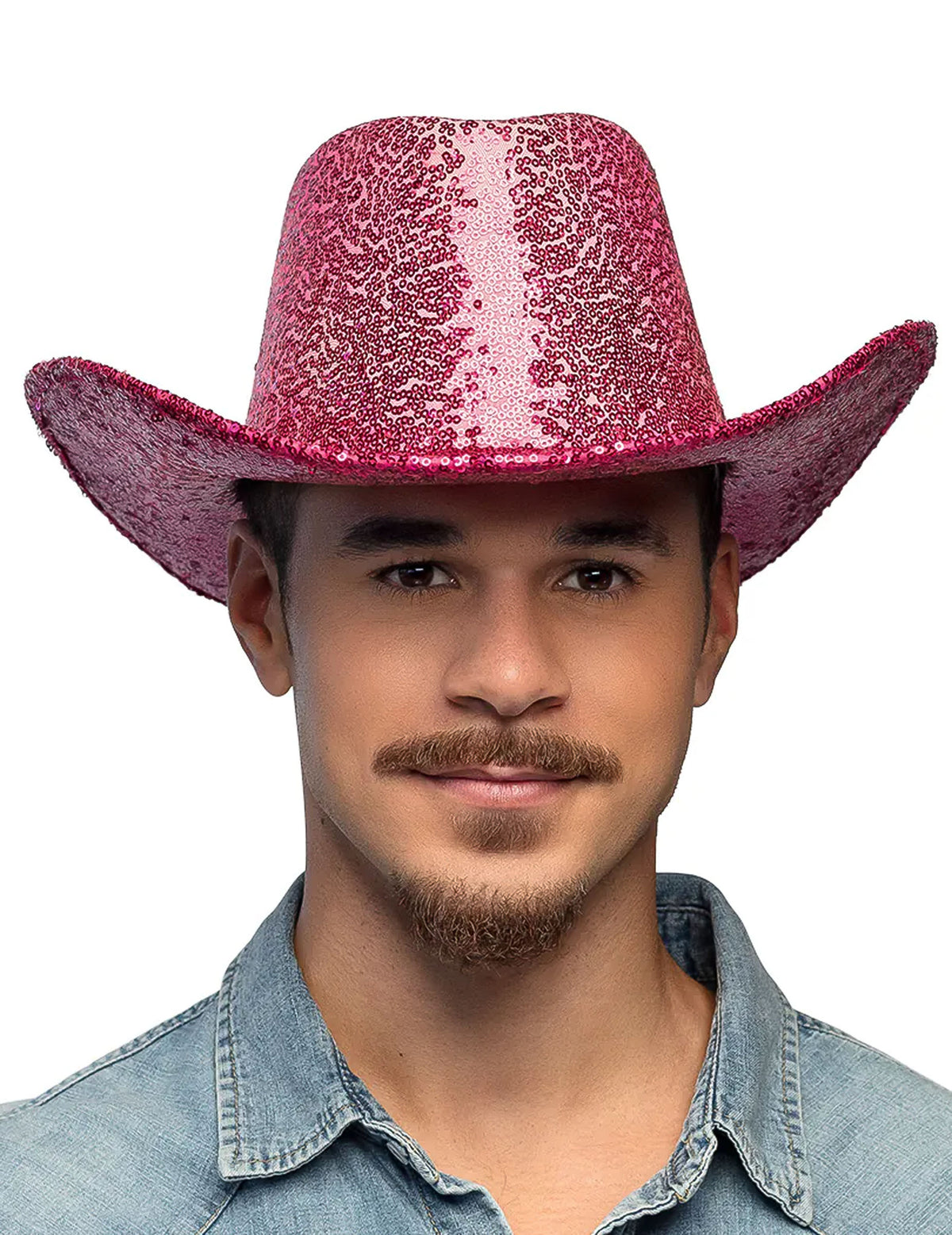 Vue de face du chapeau de cowboy à sequins