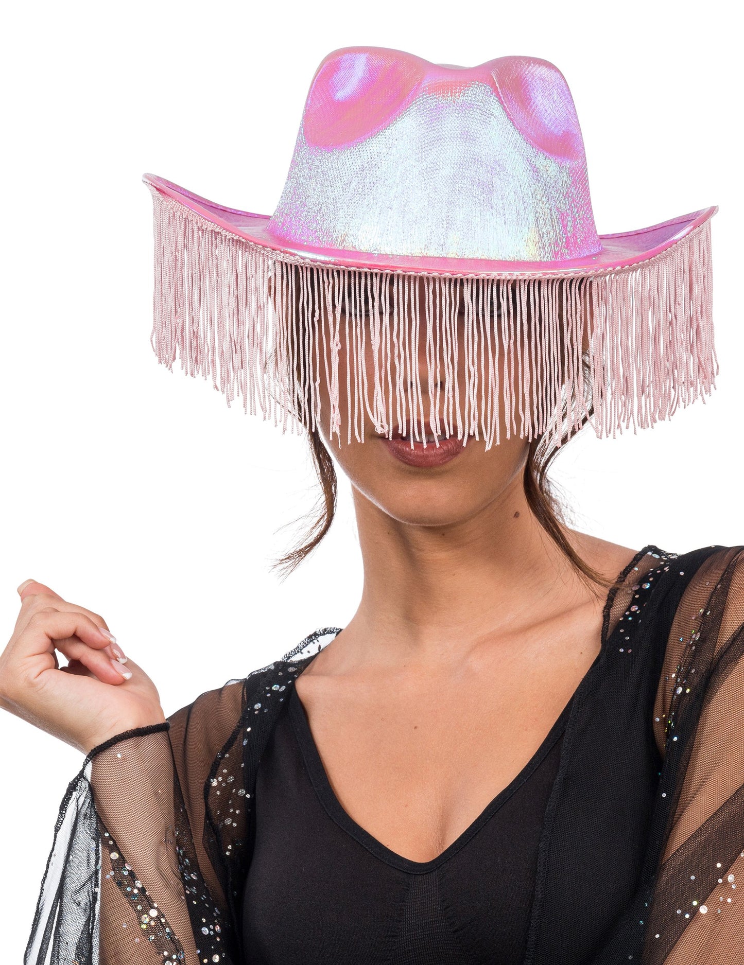 Rose Iridescent Cowboy klobuk z obrobjem odraslih