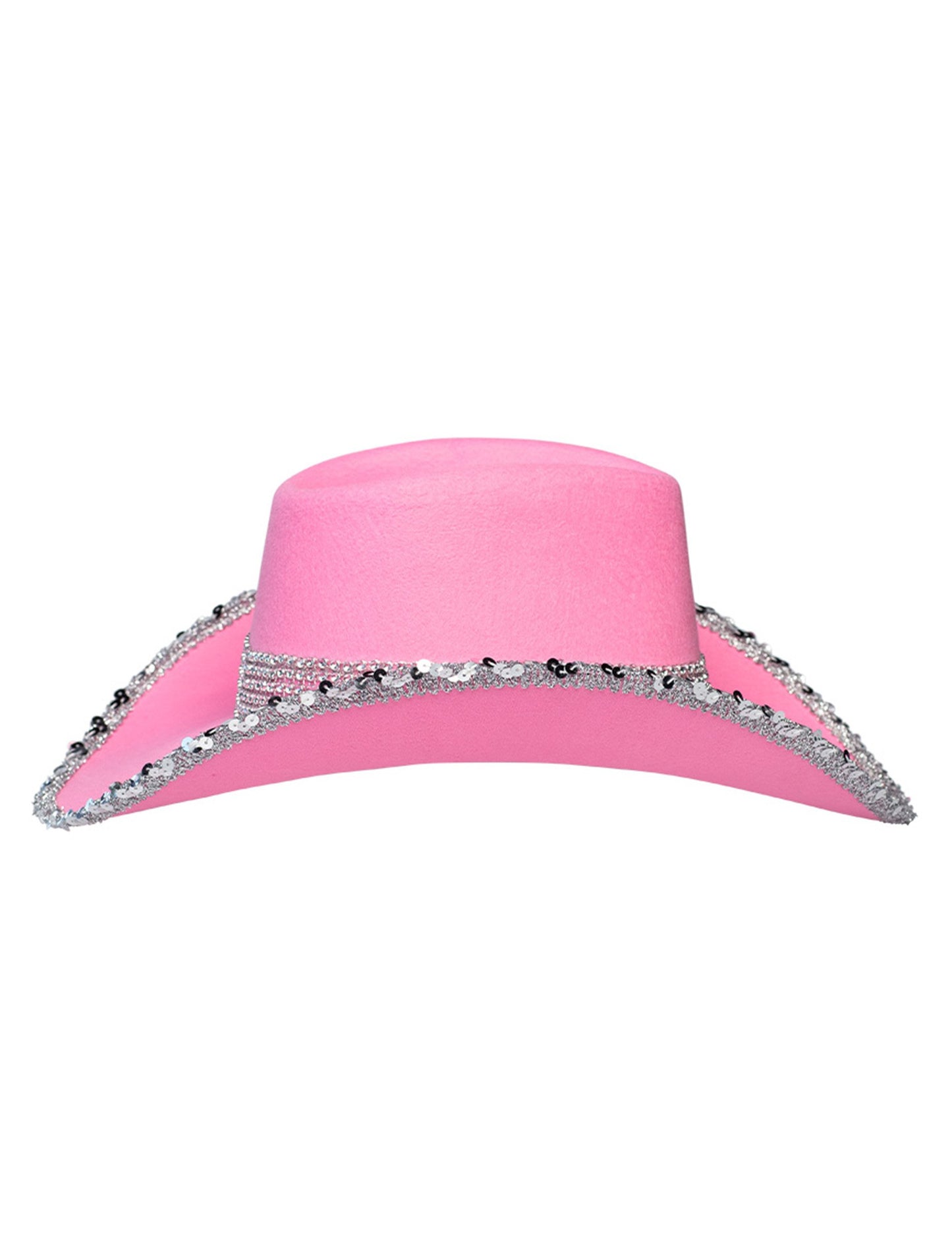 Svetlo roza kavbojski klobuk za odrasle z okrasnimi kamni