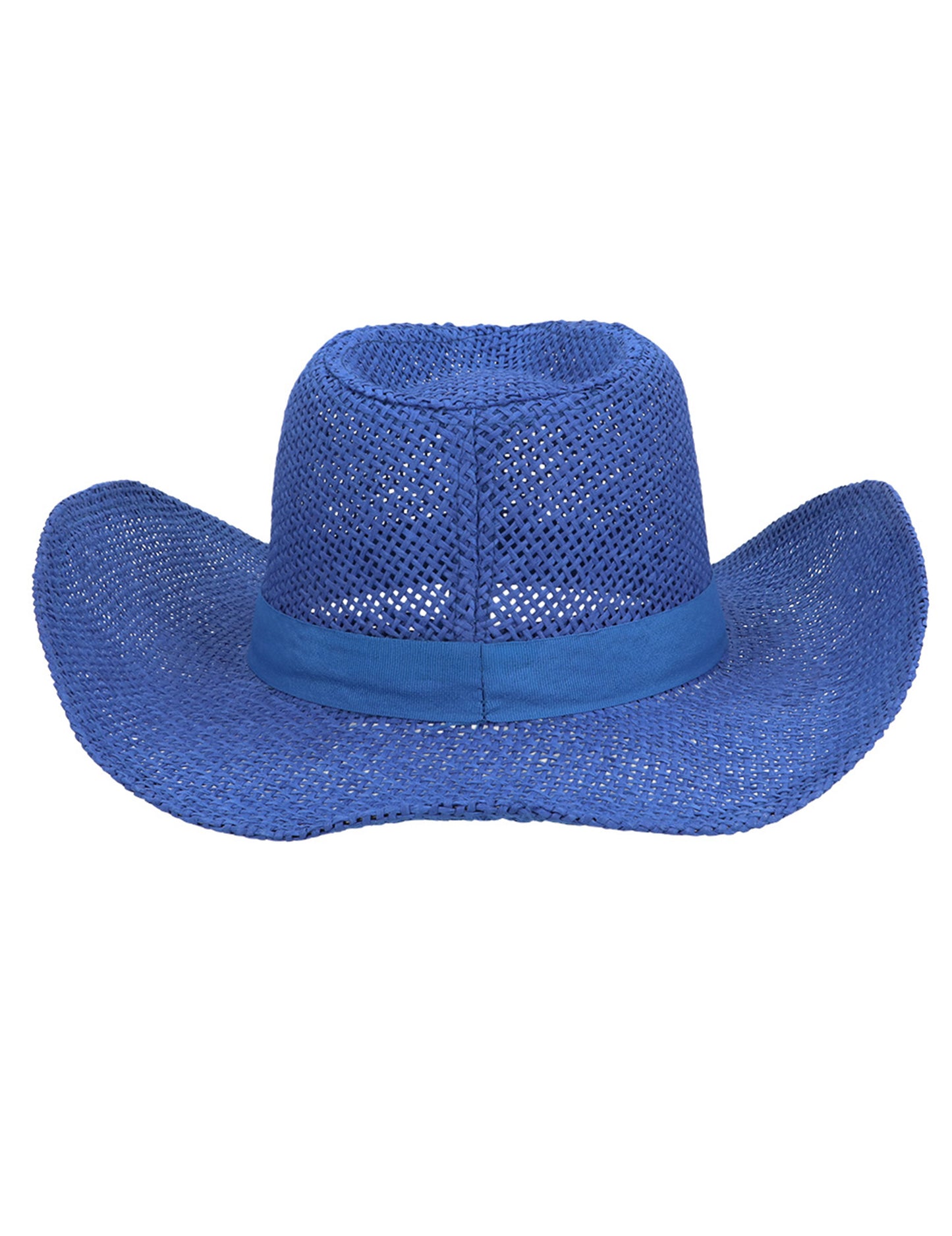 Modri pleteni kavbojski klobuk za odrasle