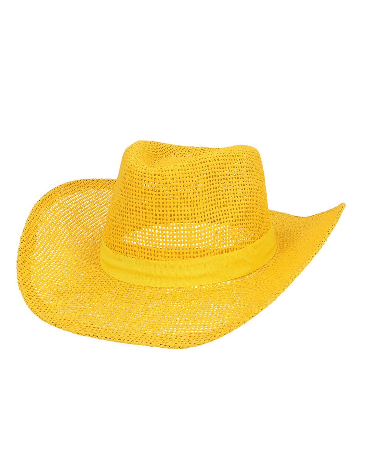 Vue de trois-quart du chapeau de cowboy tressé