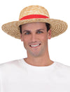 Chapeau de paille roi des pirates pour adulte naturel avec ruban rouge