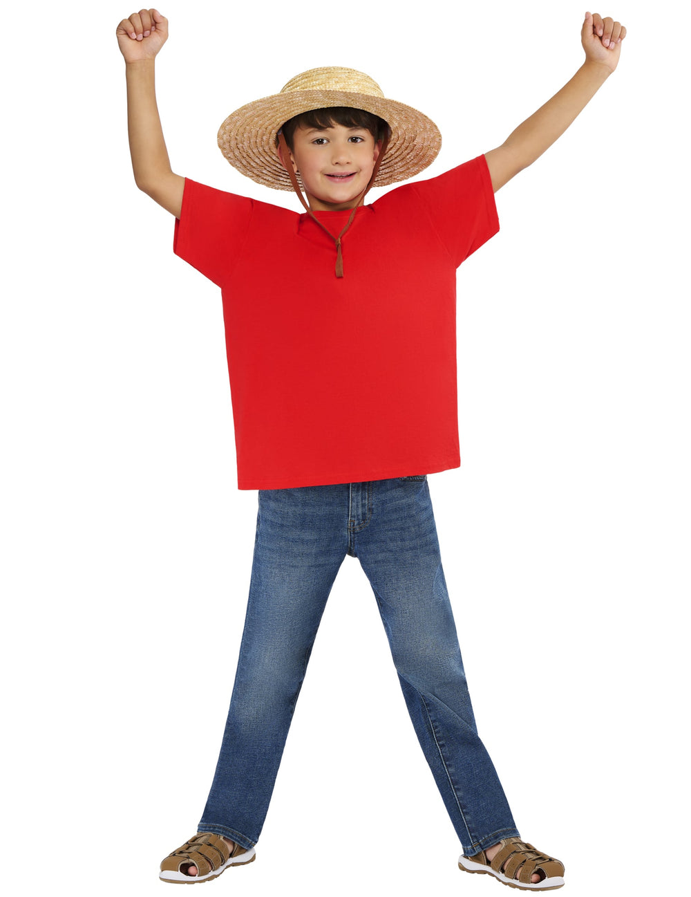 Vue de face du chapeau de pirate Luffy One Piece pour enfant