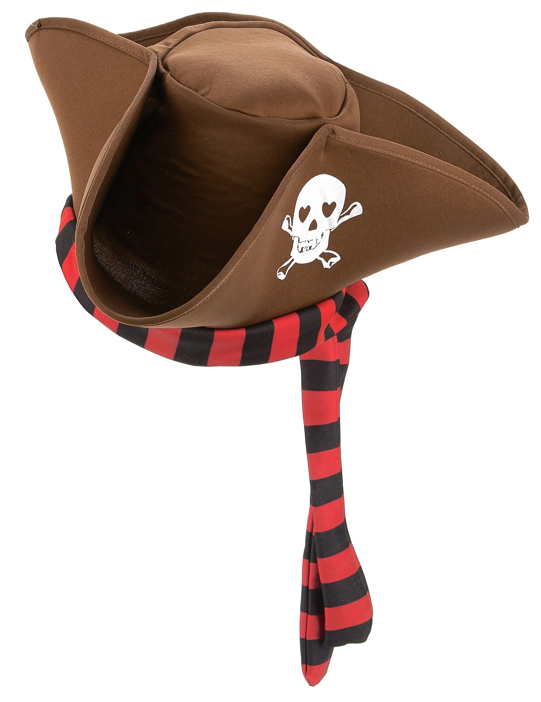 Vue de profil du chapeau de pirate pour adulte marron