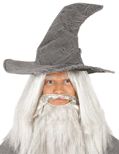 Chapeau de sorcier pour adulte gris effet filet