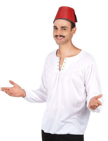 Rdeča filcasta fez kapa za odrasle z črnim resicom