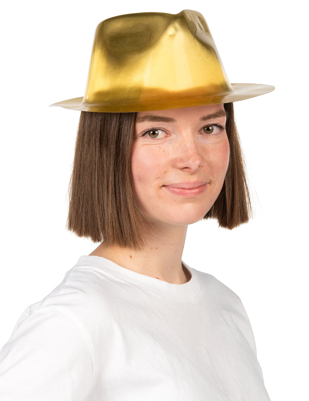 Chapeau gangster pour adulte doré brillant