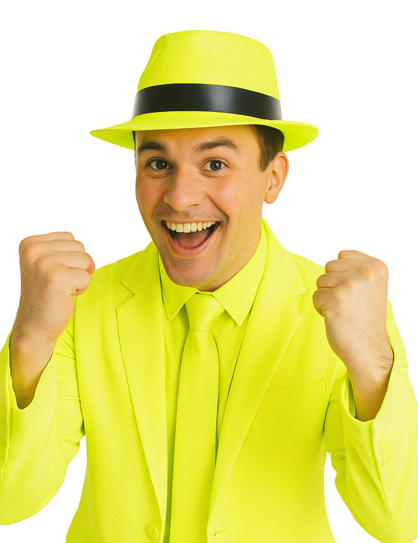 Fluo odrasli rumeni gangsterski klobuk
