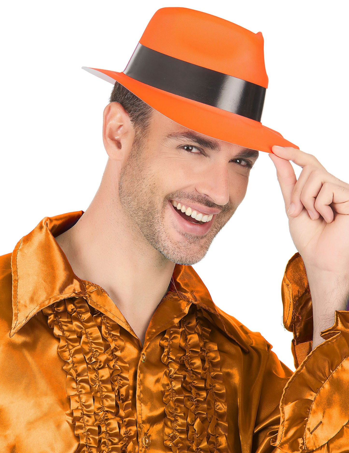 Fluo odrasli oranžni gangsterski klobuk