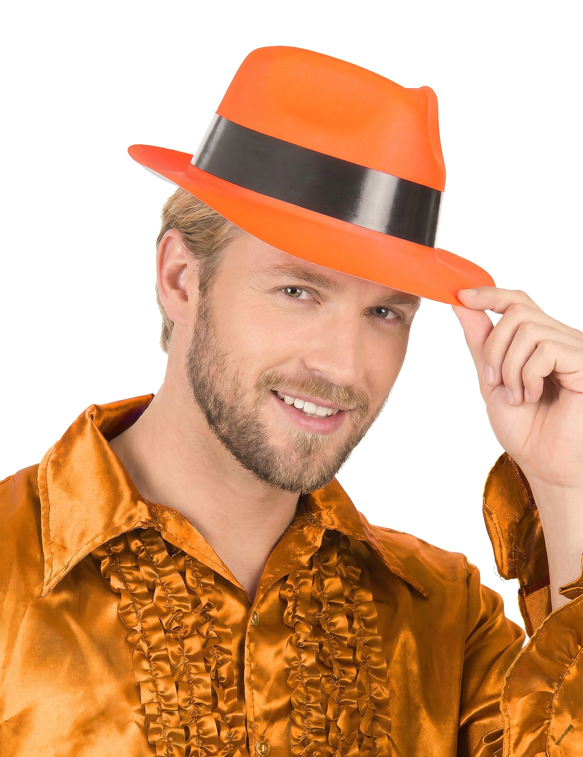 Fluo odrasli oranžni gangsterski klobuk