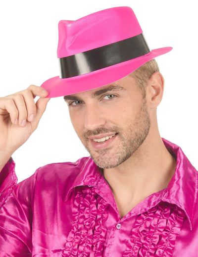 Fluo odrasli roza gangsterski klobuk
