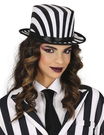 Odrasli črno -beli črtasti zgornji klobuk