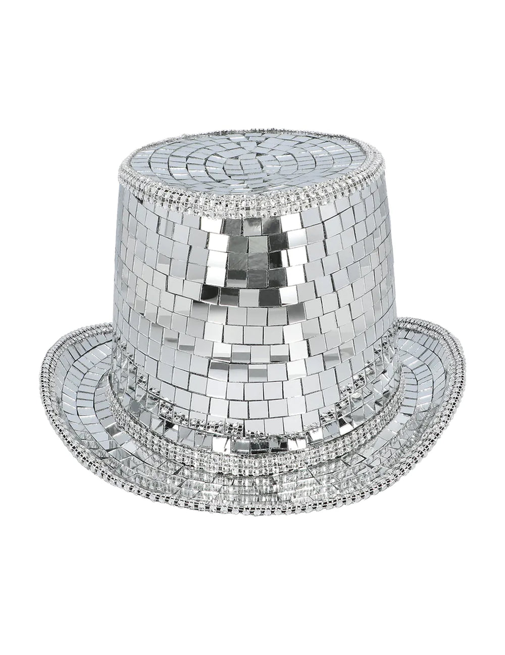 Vue de dessus du chapeau haut de forme disco à facettes pour adulte