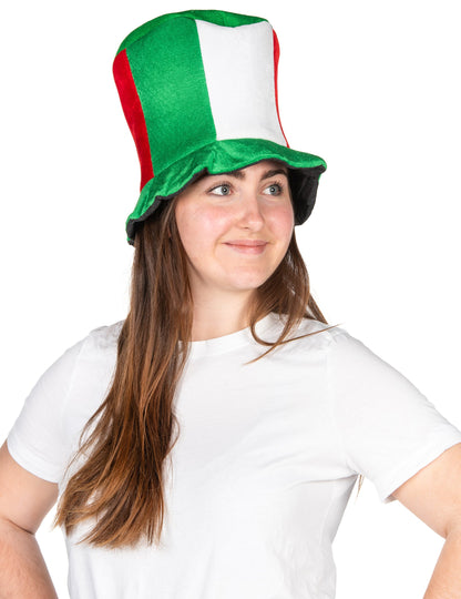 Zeleni, beli in rdeči italijanski cilindr za odrasle
