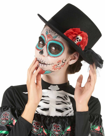 Črno -v obliki klobuka lobanja lobanja dia de los muertos odrasli